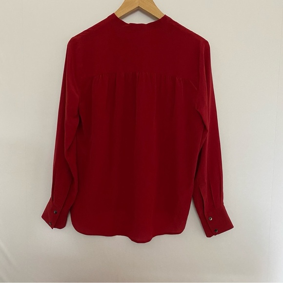 Madewell Tie-Neck Blouse Size Small Red 100%Silk Office Work Casual Feminine - Picture 4 of 11